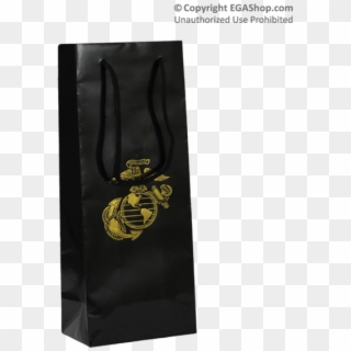 Black Gift Bag With A Gold Eagle, Globe, And Anchor - Paper Bag Clipart