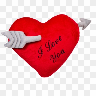 Red Plush Heart With Arrow - Almohada De Corazon Clipart