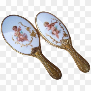 Gorgeous Limoges 1900's Matched Pair "cherubs" Hand - Wooden Spoon Clipart