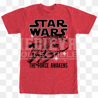 The Force Awakens Millennium Falcon T Shirt - Red Vintage T Shirt Clipart