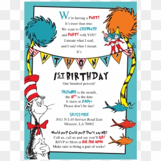 Seuss Birthday Invitations - Dr Seuss Birthday Invite Clipart