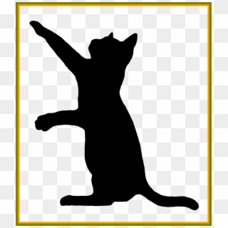 Appealing Silhouette Pencil And In Color Pict - Cat Jumps Clipart