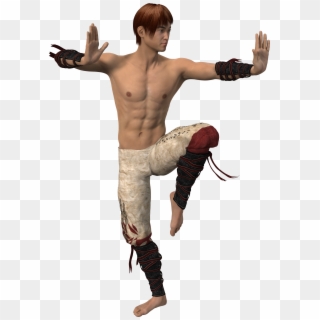 Man In Asian Fight Pose - Man Clipart