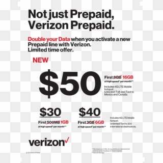 Verizon Prepaid Continues On With Their Double Data - Poster Clipart