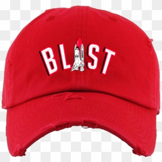 Blast Off Red Distressed Dad Hat - Baseball Cap Clipart
