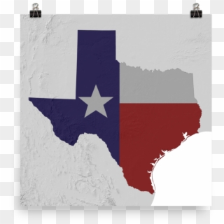 Texas Physical Map With State Flag Overlay Poster - Retail Electricity Market Ercot Clipart