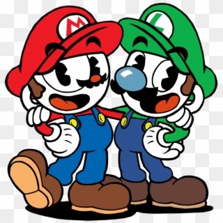 And Mugman Mario - Mario And Luigi Cuphead And Mugman Clipart