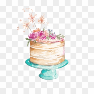 Chalk Cake Png - Transparent Background Watercolor Cake Png Clipart