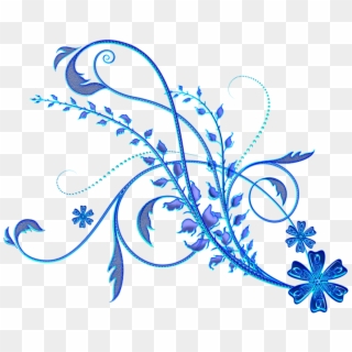 Blue Floral Ornament Png Picture - Blue Flower Design Png Clipart