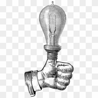 Bulb Drawing Meaningful - Thumbs Up Vintage Illustration Clipart