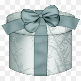 Download White Round Gift Box With Blue Bow Clipart - Present Silver Transparent - Png Download