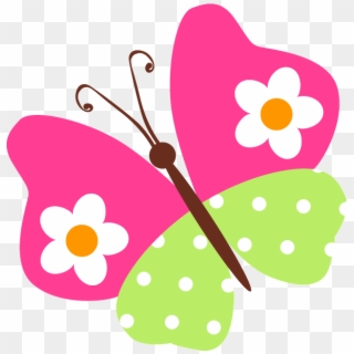 Mariposa Floreada Applique Designs, Applique Patterns, - Borboleta Rosa E Verde Clipart