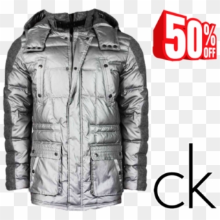 ~calvin Klein Exclusive Nylon Silver Puffer Jacket - Calvin Klein Silver Jacket Clipart