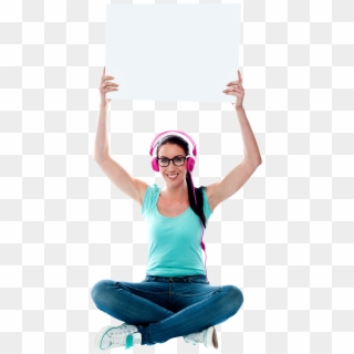 Girl Holding Banner Royalty-free Png - Sitting Clipart