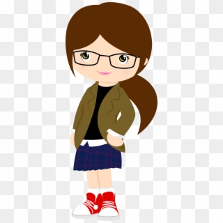 Girl Clipart Glass - Clipart Girl With Glasses - Png Download