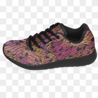 Pink Yellow Black Feather Pattern Women's Running Shoes - Shoe Clipart