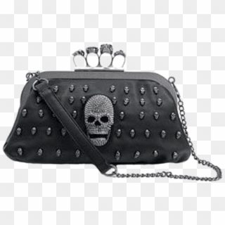 Double Trouble Skull Clutch With Brass Knuckle Handle - Skull Purse With Brass Knuckles Clipart