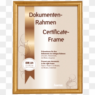 00064712 Hama Oregon Wooden Frame Gold 21 X 29 7 Cm - Certificate Frame High Resolution Png Clipart