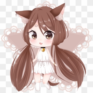 Png Image With Transparent Background - Chibi Cat Girl With Black Hair Clipart