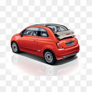 Red New Fiat 500 Rear View - Fiat 500 Red Convertible Clipart