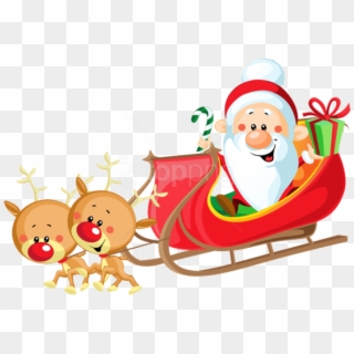 Free Png Cute Santa With Sleigh Png - Santa On Sleigh Clipart Transparent Png