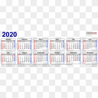 2020 Calendar Png Transparent Image - Calendar Clipart