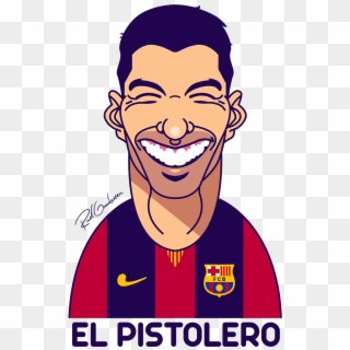 Football's Funny Faces - Luis Suarez Caricatura Barcelona Clipart