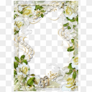 Beautiful Transparent Soft White Wedding Photo Frame - Wedding Frame Floral Png Clipart