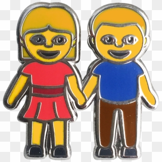 Couple Holding Hands Emoji Pin - Cartoon Clipart