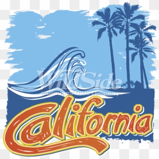 California Waves & Palms - Palm Tree Silhouette Clip Art - Png Download