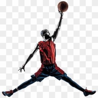 Athlete Drawing Basketball - Basketball Player Jumping To Dunk Clipart