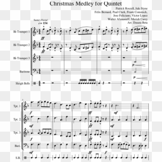 Christmas Medley For Quintet Sheet Music For Trumpet, - Sheet Music Clipart