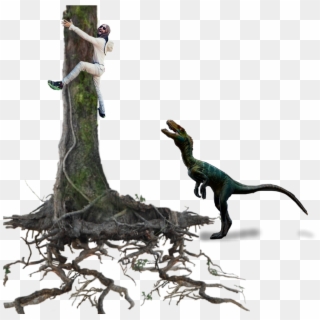 Ftestickers Tree Man Scared Dinosaur Branches Stickers - Tyrannosaurus Clipart