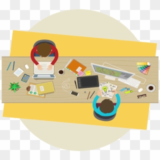 Graphic Of People Sitting At Table Working - Graphic Design Clipart