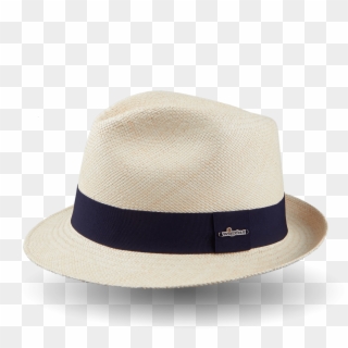 Wigéns Handwoven Trilby Panama Hat Navy Ribbon Small - Fedora Clipart