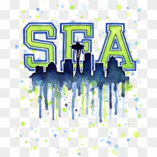 Clip Transparent Download Seattle Watercolor - Seahawks 12th Man - Png Download