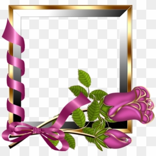 Gold And Silver Transparent Frame With Pink Roses - Beautiful Frames For Photo Editing Online Clipart