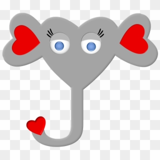 Elephant, Animal, Heart, Grey, Design, Love, Cute Clipart