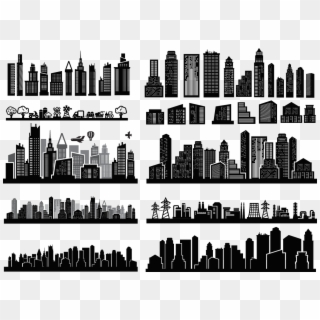 City Skyscrapers Silhouette Set 05 Png - City Skyscrapers Silhouette Clipart