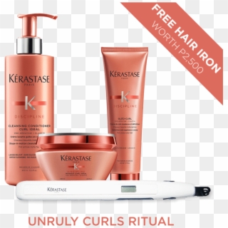 Kérastase Curly Hair Set With Free Hair Iron - Kerastase Discipline Cleansing Conditioner Curl Ideal Clipart
