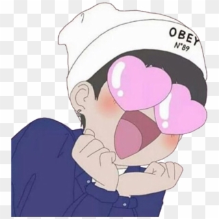 Obey Heart Hearts - Heart Eyes Anime Boy Clipart