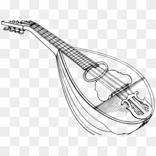 Sitar Clipart Sketch - Mandolin Clipart Black And White - Png Download