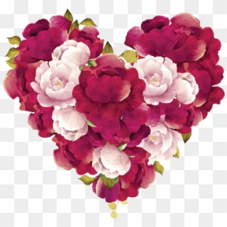 Bouquet Vector Burgundy Rose - 3d Flower Heart Png Clipart
