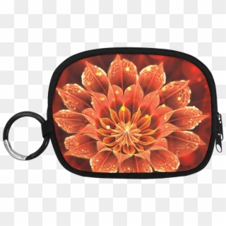 Red Dahlia Fractal Flower With Beautiful Bokeh Coin - Handbag Clipart