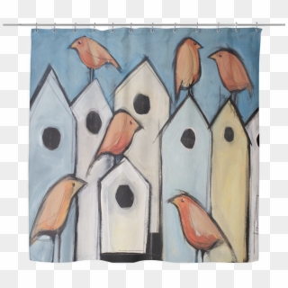 Birds On Houses Woven Oxford Cloth Shower Curtain Williams - Painting Clipart