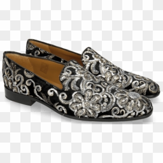 Loafers Prince 1 Textile Zardosi Black - Slip-on Shoe Clipart