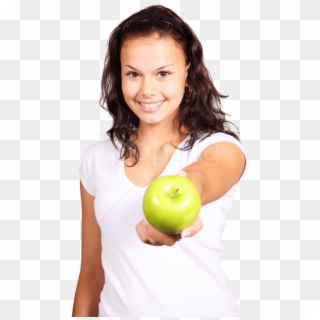 Free Png Girl With Green Apple Png Images Transparent - Eating Fruit Png Clipart