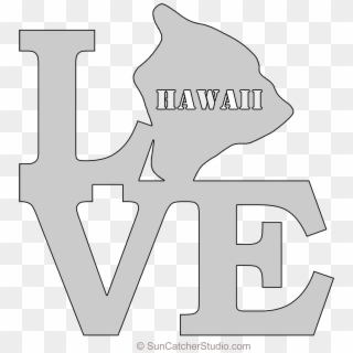 Hawaii Love Map Outline Scroll Saw Pattern Shape State - Transparent State Of Alabama Png Clipart