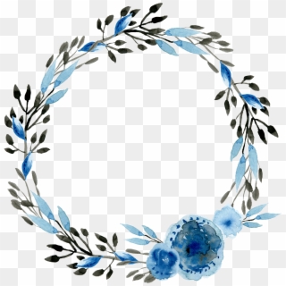 Watercolour Frame Floral, Flower Frame, Flower Crown, - Blue Flower Frame Png Clipart