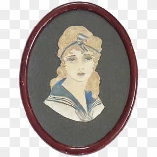 1920's Watercolor Of A Young Woman In Nautical Attire - Circle Clipart